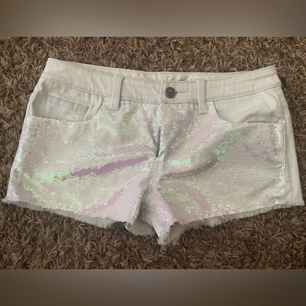 Victoria's Secret Boyfriend Sequin Front Jean Shorts Size 2 NWOT